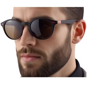 Sunglasses Brown Lens Circle Frame Fashion Model Fashionable Beach Casual Style‎